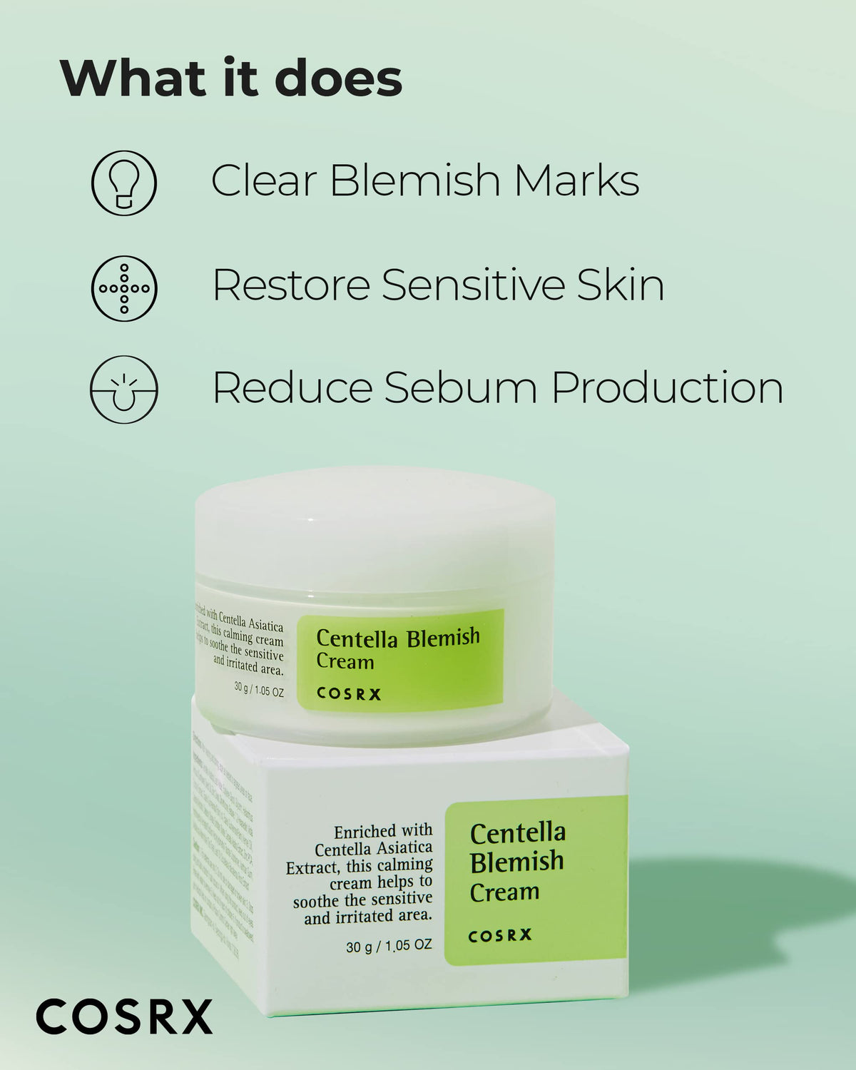 COSRX Centella Blemish Cream - Κρέμα Προσώπου Ημέρας κατά της Ακμής με Σεντέλα Ασιάτικα