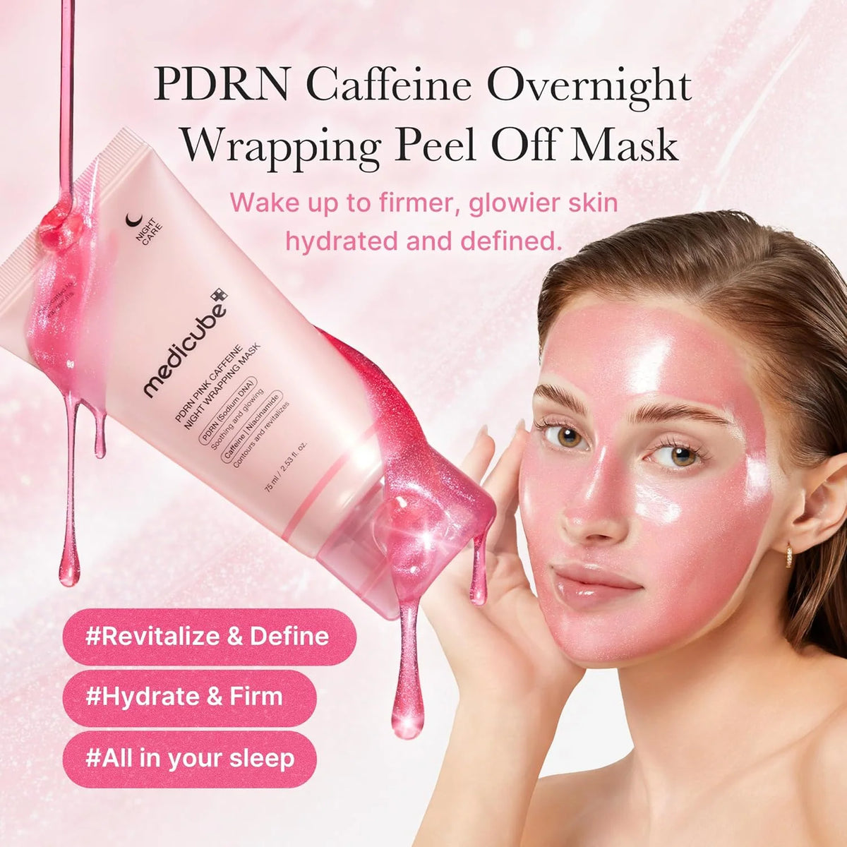 Medicube – PDRN Pink Caffeine Night Wrapping Mask - Μάσκα Νύχτας με PDRN & Καφεΐνη για Σύσφιξη & Λάμψη
