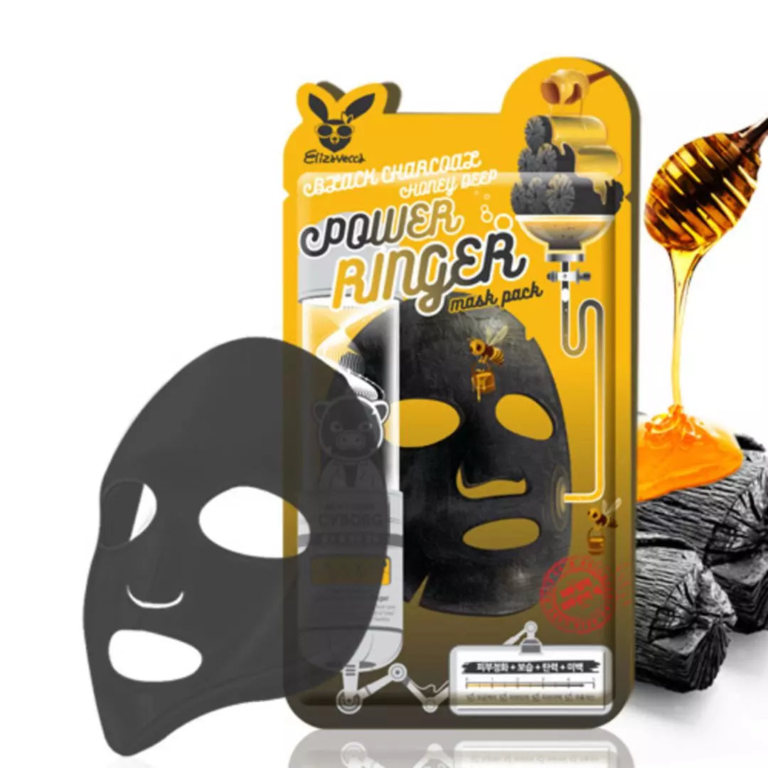 Elizavecca Black Charcoal Honey Deep Power Ringer Mask Pack - Θρεπτική μάσκα προσώπου καθαρισμού με ενεργό άνθρακα και μέλι