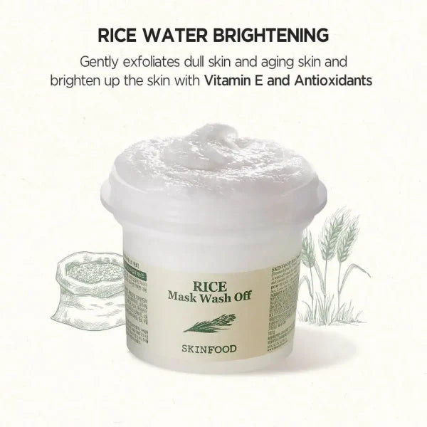 SKINFOOD Rice Mask Wash Off - Μάσκα Προσώπου για φραγμένους πόρους