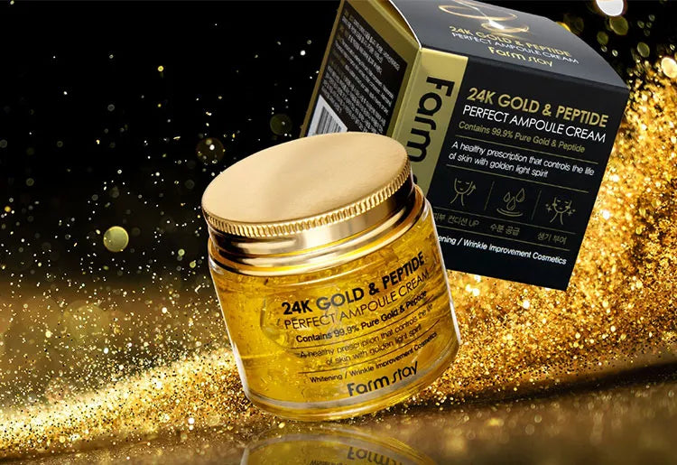FARMSTAY 24K Gold & Peptide Perfect Ampoule Cream - Αντιγηραντική Κρέμα Προσώπου με Χρυσό & Πεπτίδια