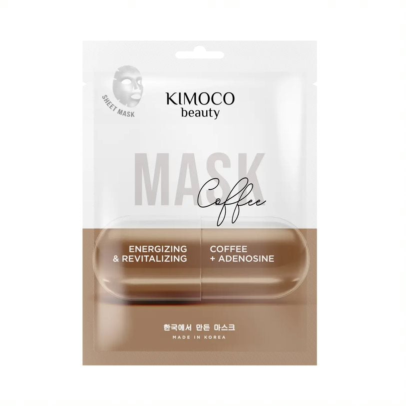 KIMOCO Sheet Mask Coffee Bean Extract & Adenosine - Ενυδατική μάσκα προσώπου με αντιοξειδωτική και συσφικτική δράση
