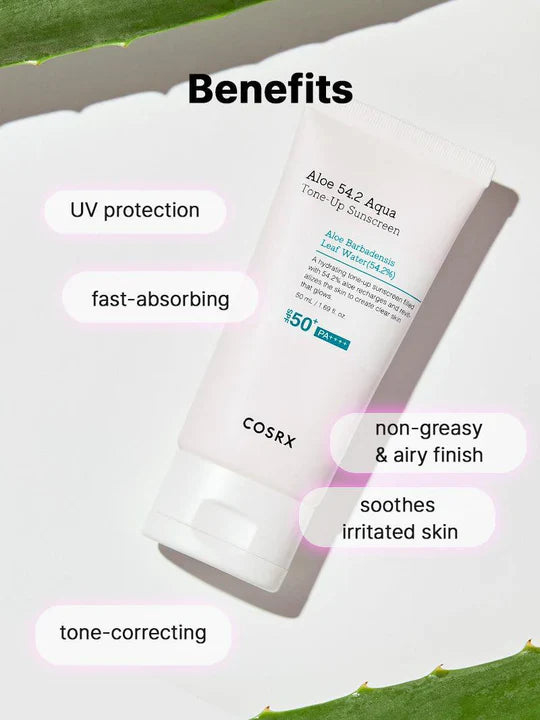 COSRX Aloe 54.2 Aqua Tone-Up Sunscreen - Ελαφρύ Αντηλιακό που Διορθώνει τον Τόνο του Δέρματος