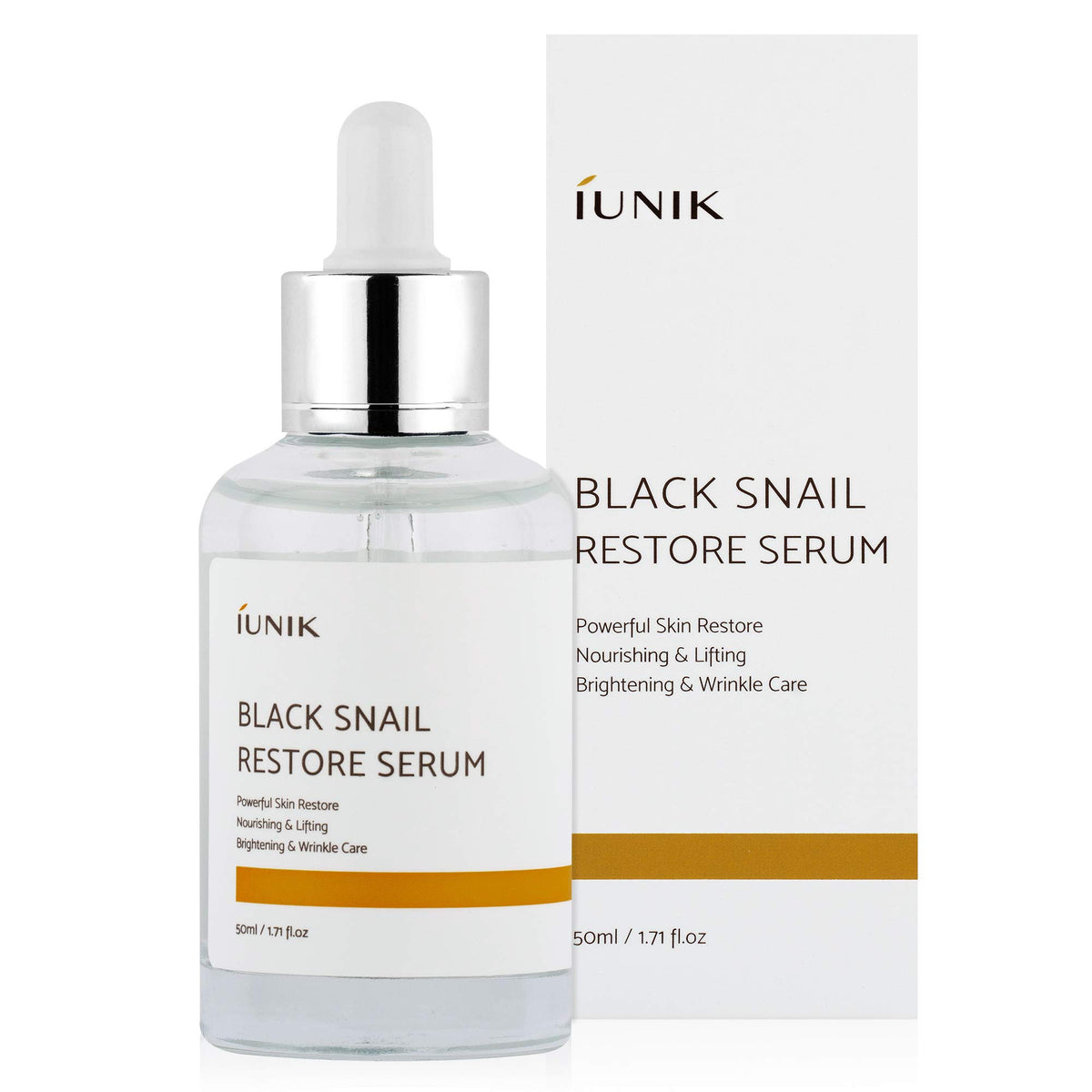 iUNIK Black Snail Restore Serum 50ml - Ορός αποκατάστασης προσώπου με μαύρο σαλιγκάρι