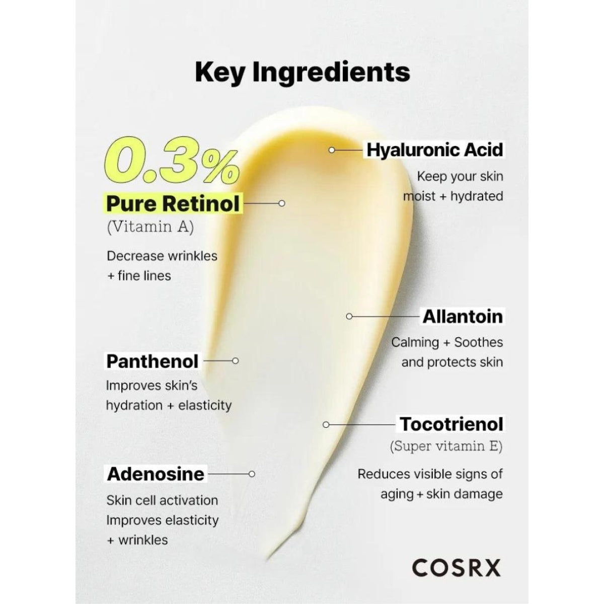 COSRX - The Retinol 0.3 Cream 20ml -  Ενυδατική και Αντιγηραντική Κρέμα Προσώπου Νυκτός με Ρετινόλη