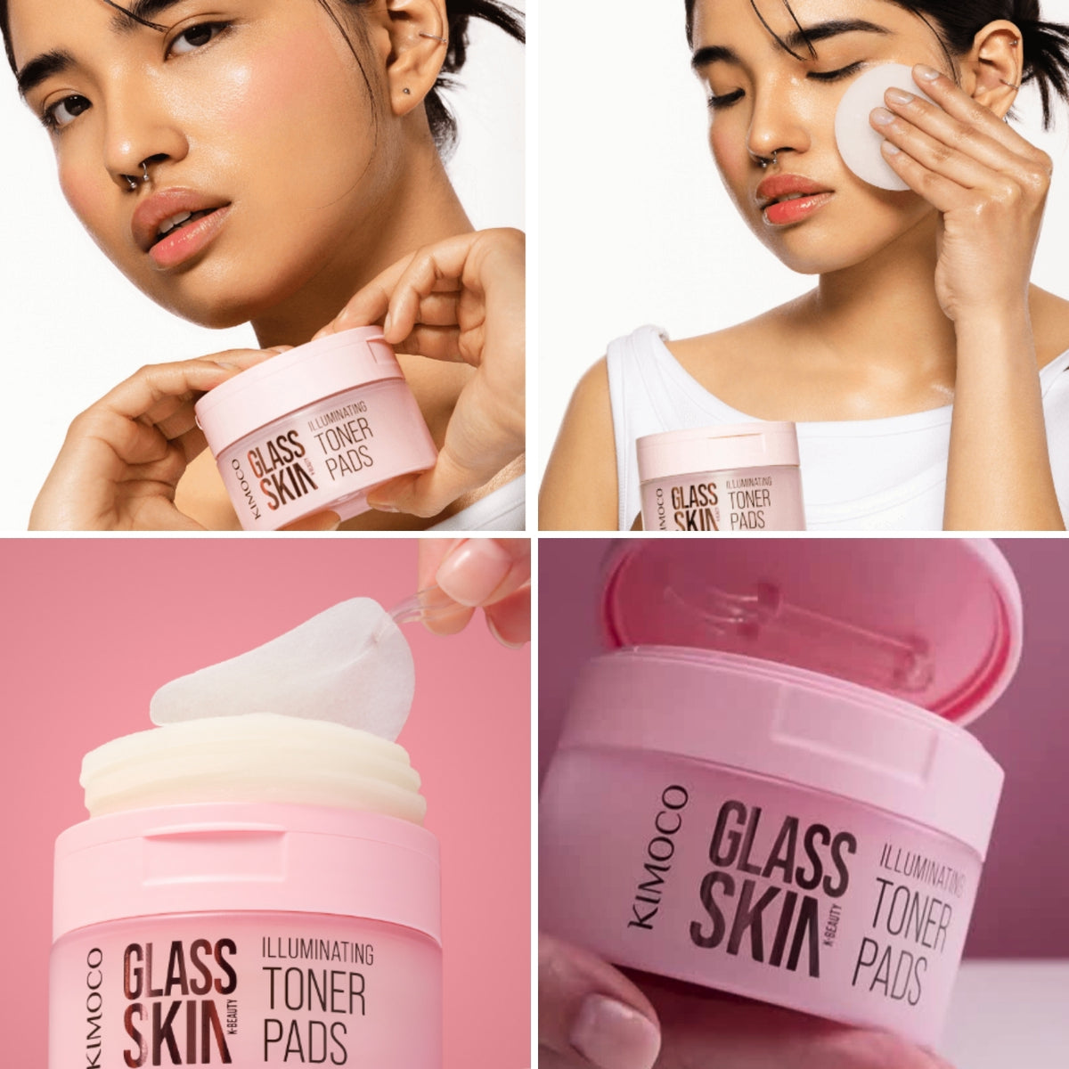 Kimoco Glass Skin Illuminating - Δισκία Καθαρισμού Προσώπου Εμποτισμένα με Νερό Ρυζιού 60τμχ
