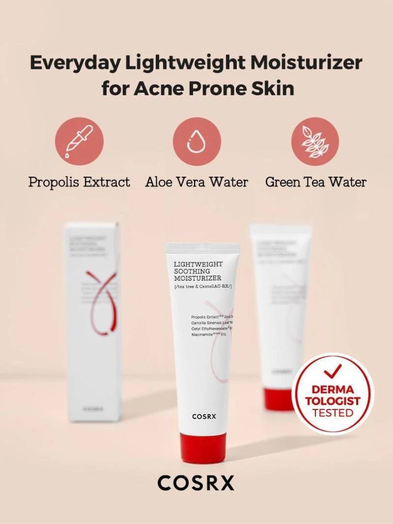 COSRX AC Collection Lightweight Soothing Moisturizer 80ml - Κρέμα Προσώπου για Ενυδάτωση & Ρύθμιση Λιπαρότητας με Ασιατική Σεντέλα &  Αιθέριο Ελαιο Τεϊοδεντρο