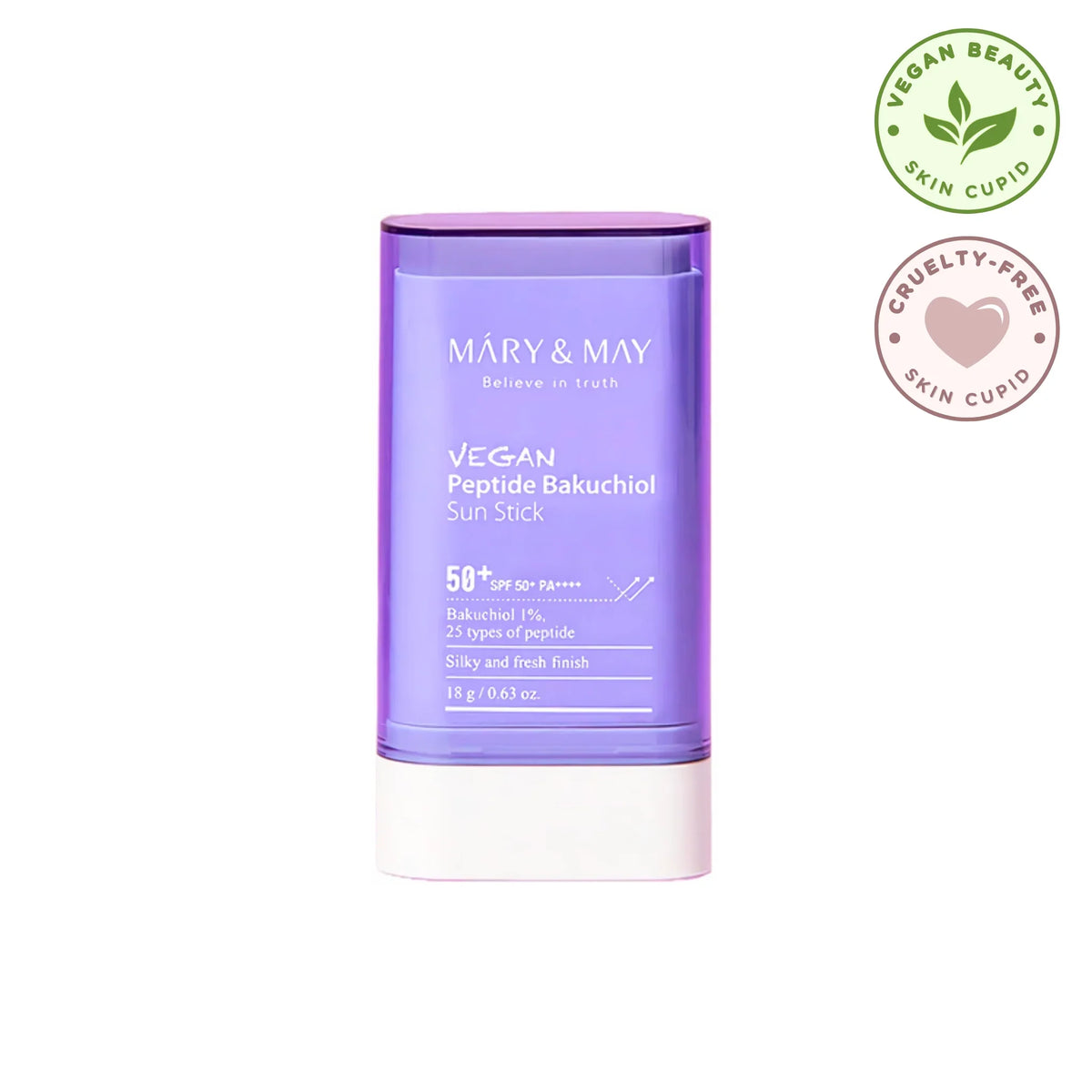 Mary&May - Vegan Peptide Bakuchiol Sun Stick SPF50+/PA++++ 18g - Αντηλιακή κρέμα σε στικ με αντιρυτιδικά αποτέλεσματα