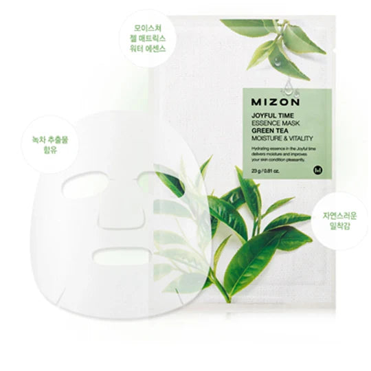 MIZON Joyful Time Essence Mask - Green Tea - Ενυδατική μάσκα προσώπου με εκχύλισμα πράσινου τσαγιού