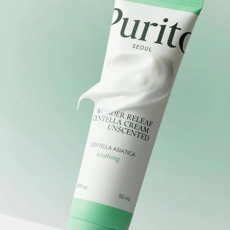 Purito Wonder Relief Centella Cream Unsented 50ml - Συσφικτική και καταπραϋντική κρέμα προσώπου για ευαίσθητο δέρμα, κηλίδες ηλικίας και τόνο δέρματος