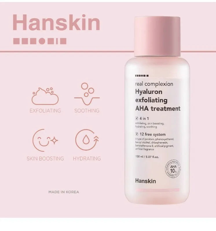Hanskin Real Complexion Hyaluron Exfoliating AHA Treatment 150ml - Απολεπιστικό προσώπου με υαλουρονικό οξύ