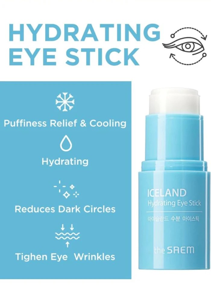 The Saem Iceland Hydrating Eye Stick - Θεραπεία ματιών για μείωση ρυτίδων, ενυδάτωση και ελαχιστοποίηση σκούρων και πρησμένων ματιών